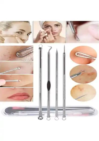 Greathings 4 Parça Hijyenik Paslanmaz Çelik Siyah Nokta Temizleme Seti