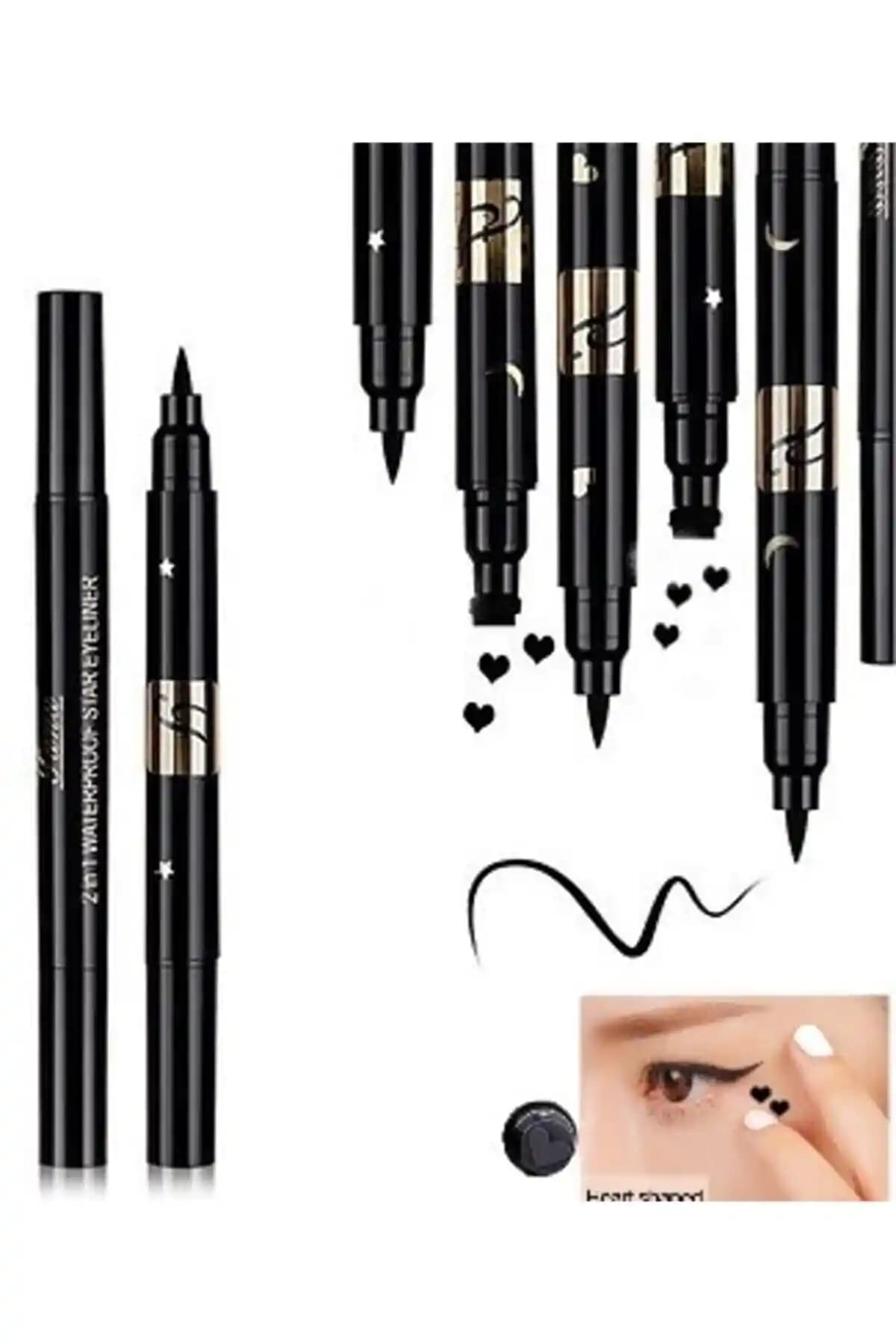 HaLVeY Çift Taraflı Kalp ve Yıldız Desenli Kalem Eyeliner ile Özgün ve Kalıcı Göz Makyajı