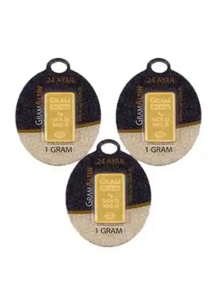 İAR AgaKulche 1 Gram Altın 3 Adet Saf 24 Ayar Külçe Altın Türkiye Menşei