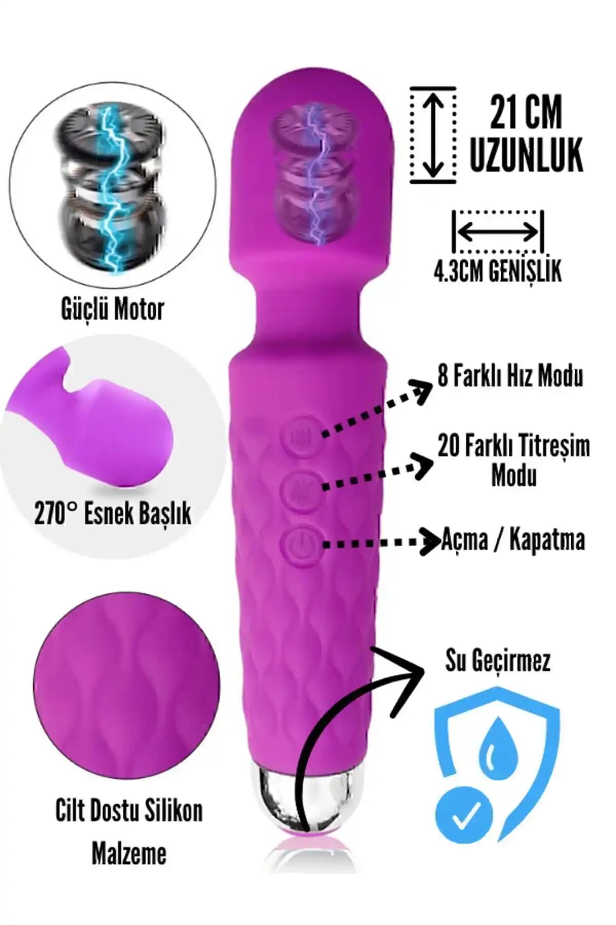 Kokteyl 20 Modlu Şarjlı Su Geçirmez Titreşimli Dildo: Çok Yönlü ve Güçlü Performanslı Seks Oyuncağı