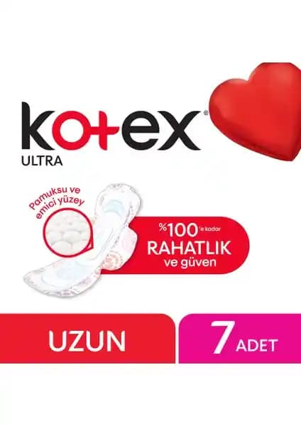 Kotex Ultra Uzun Ped 7'li Günlük Kullanım İçin Güvenli ve Konforlu Tasarım