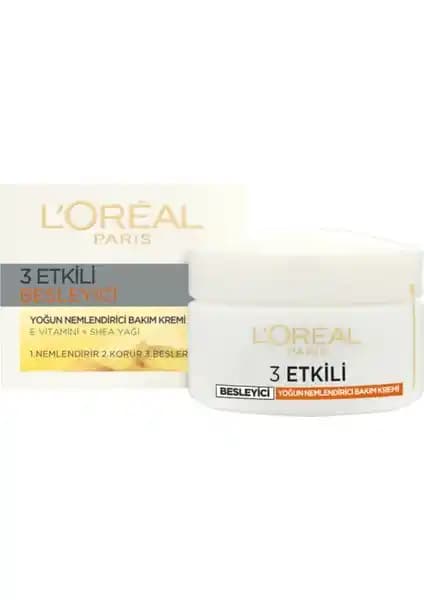 L'Oréal Paris 3 Etkili Besleyici Krem: Günlük Nem ve Koruma Sağlayan Cilt Bakım Ürünü