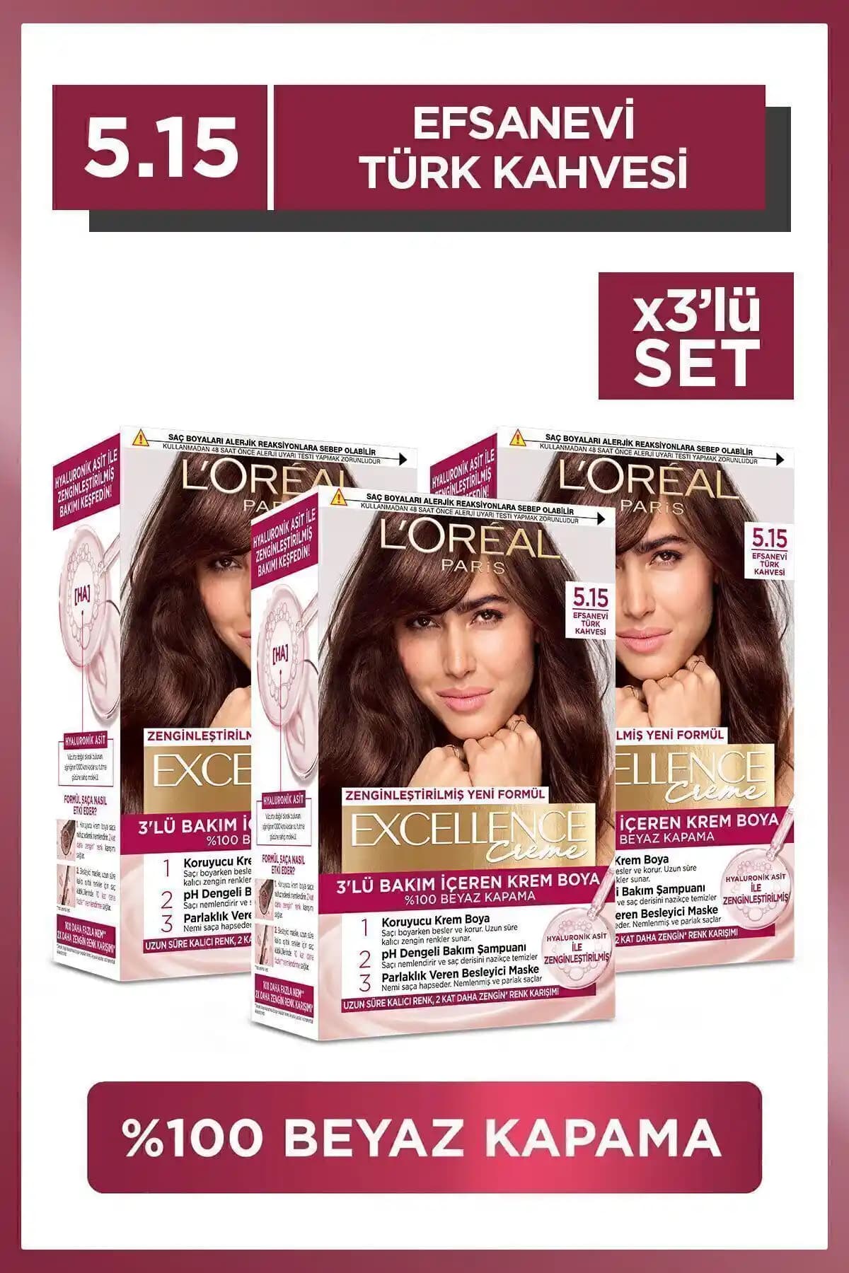 L'Oreal Paris Excellence Creme 5.15 Türk Kahvesi Saç Boyası Kalıcı ve Doğal Tonlar