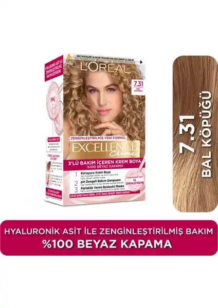 L'Oréal Paris Excellence Creme Saç Boyası 7.31 Bal Köpüğü Doğal ve Parlak Saçlar İçin Güvenilir Seçenek