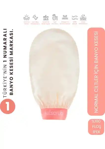 LET'SCRUB Ekru Banyo Kesesi Peeling Eldiveni Doğa Dostu ve Etkili Cilt Temizleme Ürünü