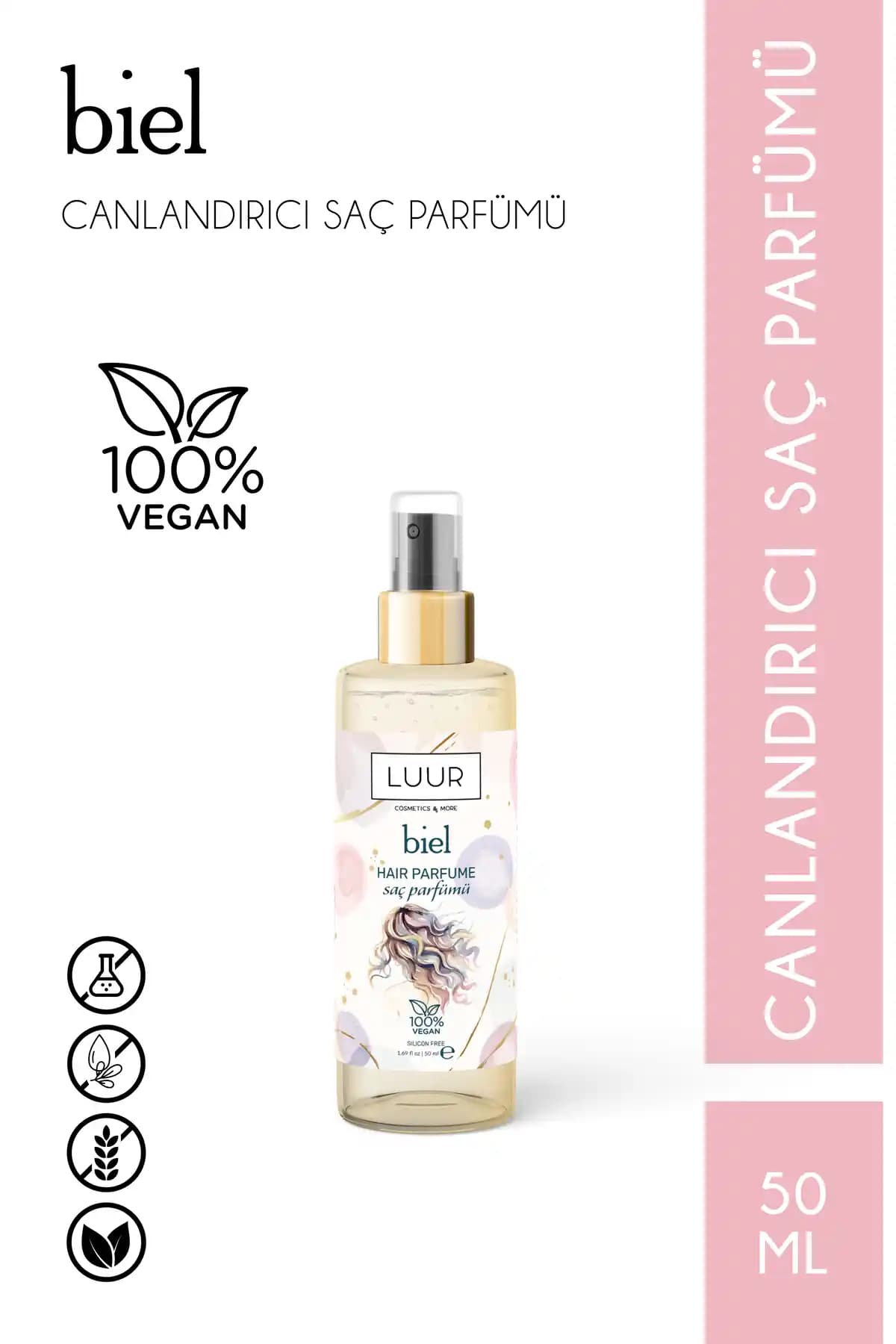 LUUR COSMETICS & MORE Biel Saç Parfümü: Doğal ve Vegan Formüllü Günlük Saç Bakım Ürünü
