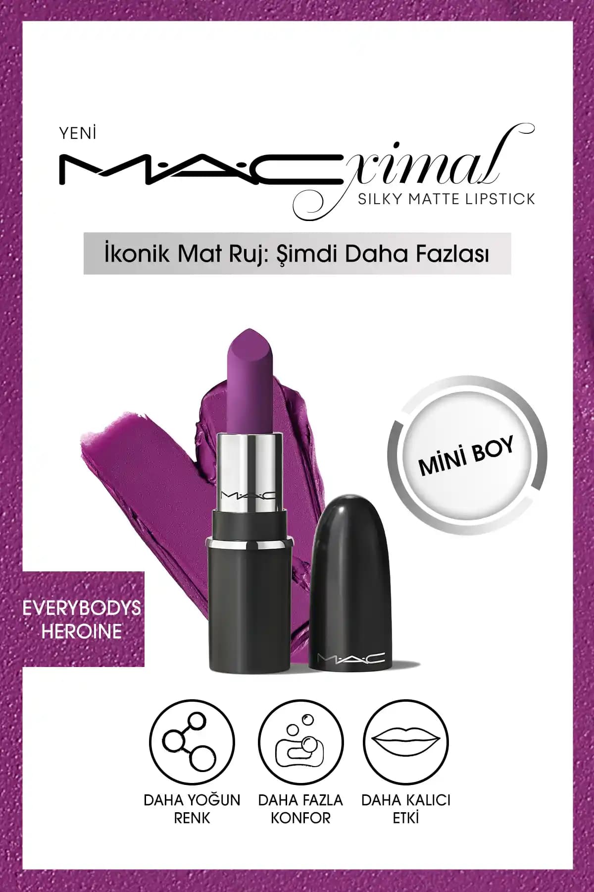 Mac MACximal Mini MAC Silky Matte Ruj: Yoğun Renk ve Mat Bitiş Sağlayan Modern Dudak Makyajı Ürünü