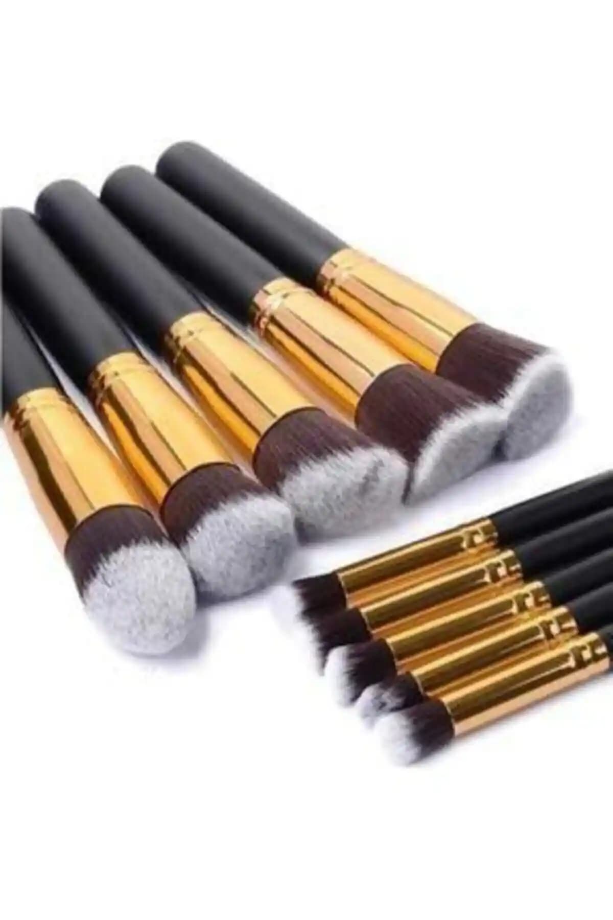 Makeuptime Siyah Fırça Seti 10'lu Profesyonel ve Doğal Kıllı Makyaj Fırça Koleksiyonu