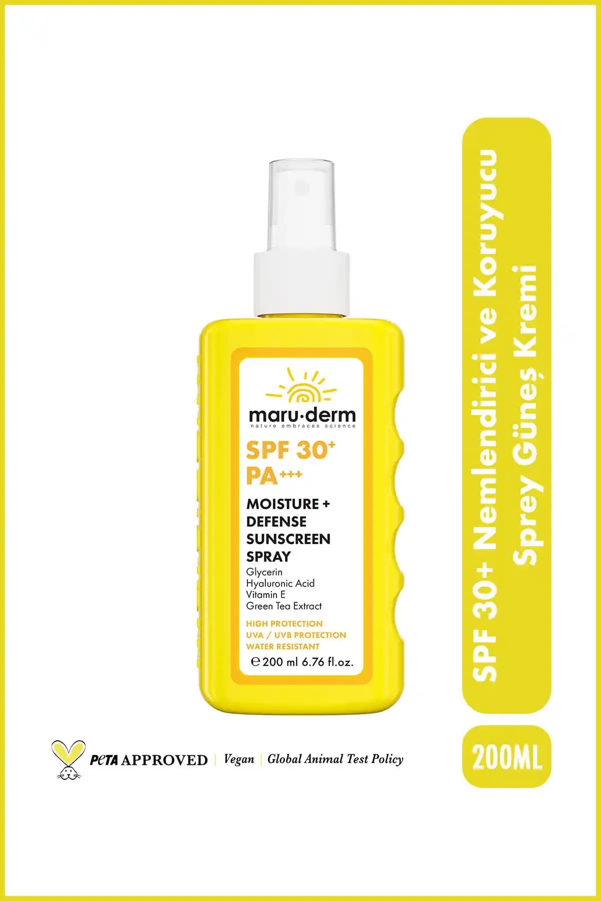 Maru.Derm Nemlendirici ve Koruyucu Sprey Güneş Kremi SPF 30+ PA++++ 200 ML Günlük Koruma ve Nemlendirme