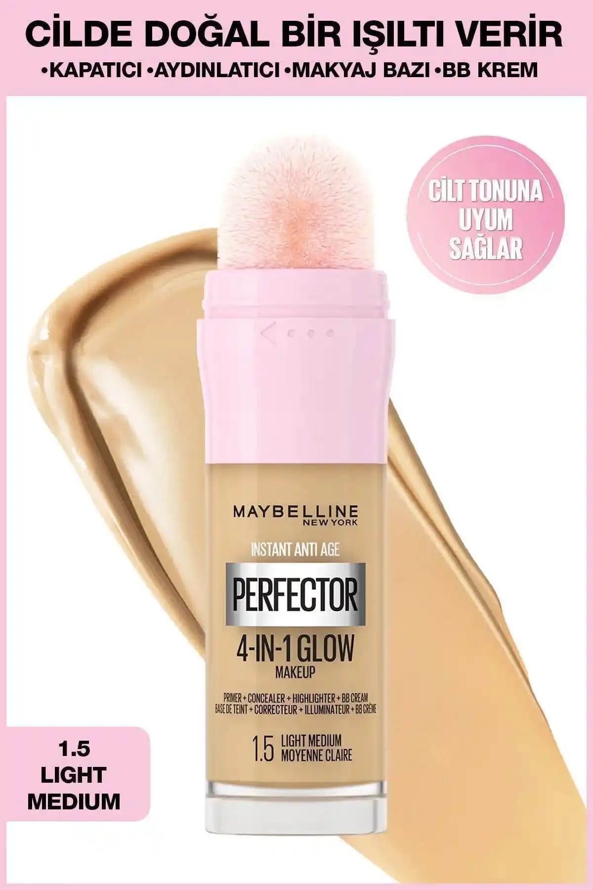 Maybelline New York Instant Perfector Glow 4 Etki 1 Arada Fondöten: Doğal Parlaklık ve Yüksek Kapatıcılık Özelliği