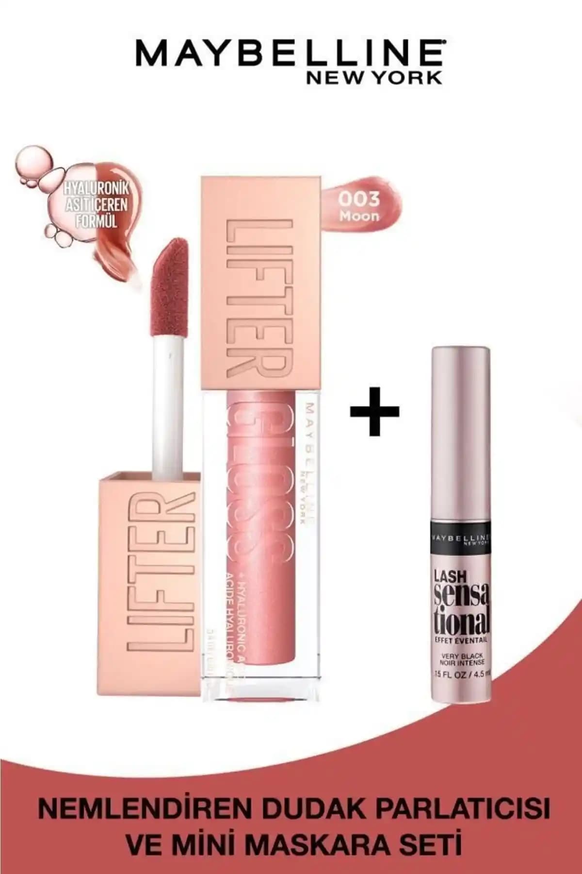 Maybelline New York Lifter Gloss ve Mini Lash Sensational Maskara Seti ile Doğal ve Parlak Görünüm Sağlayın