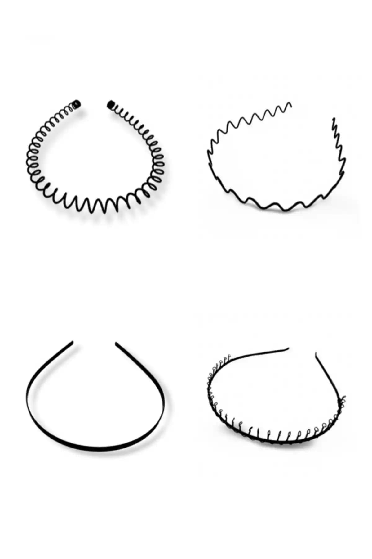 MAZEN 4'lü Sporcu Seti Metal Taç Yaylı Taraklı Zigzag Tasarım