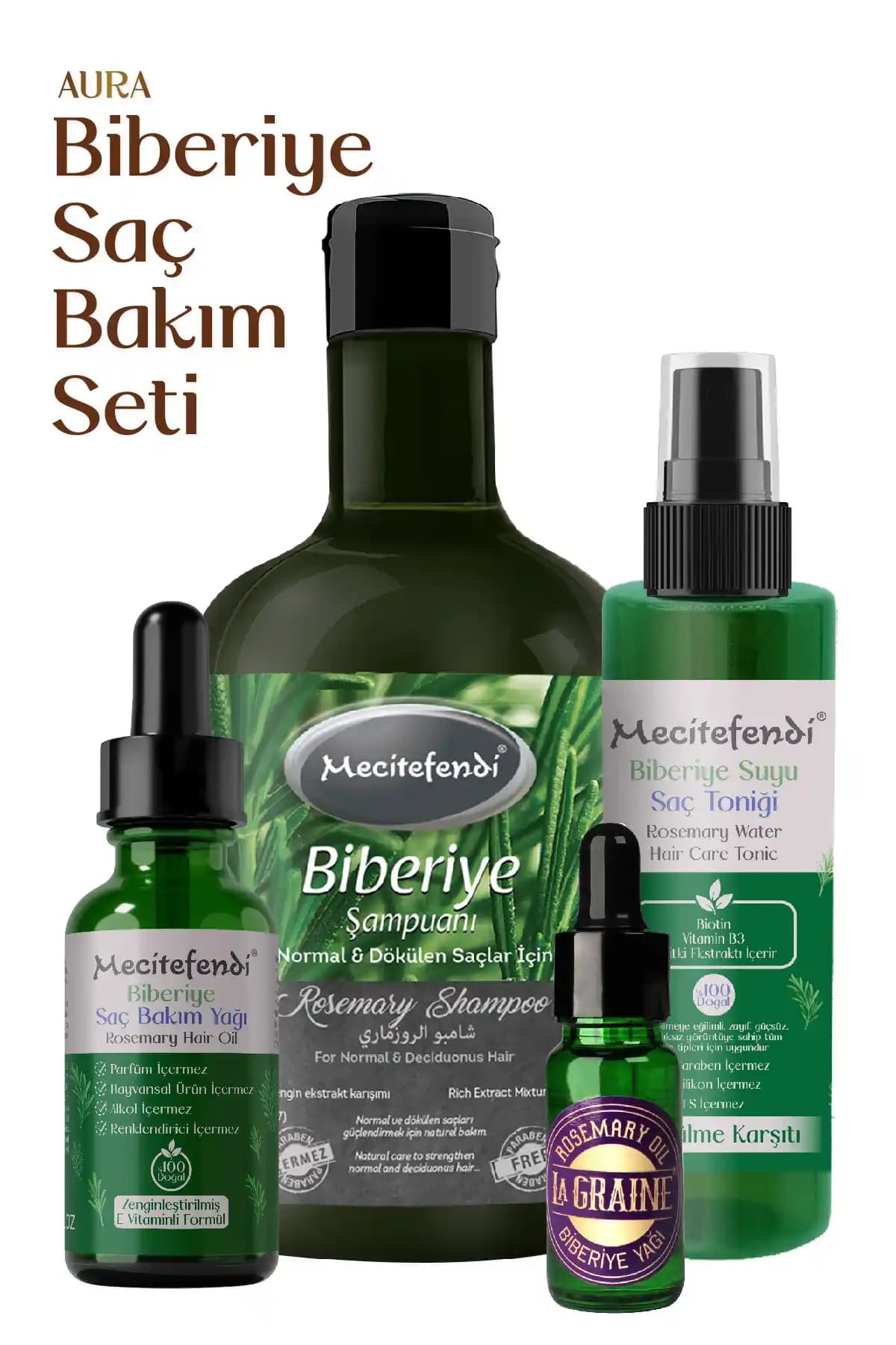 Mecitefendi Biberiye Serisi Saç Bakım Seti Doğal ve Güçlü Saçlar İçin Uygun Çözüm