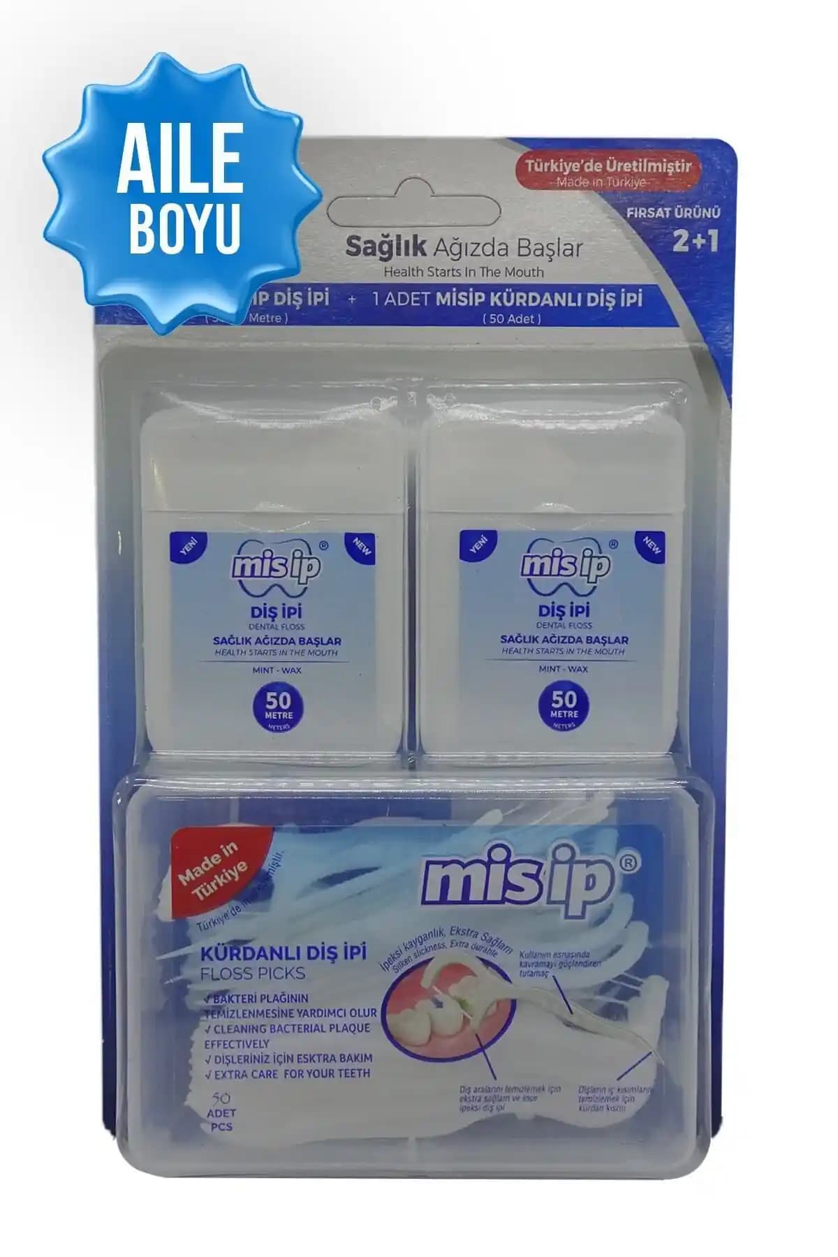 Mis İp Misip Diş İpi 50 Metre Kürdanlı Naneli Diş İpi Sağlıklı Gülüş İçin Uygun Seçenek