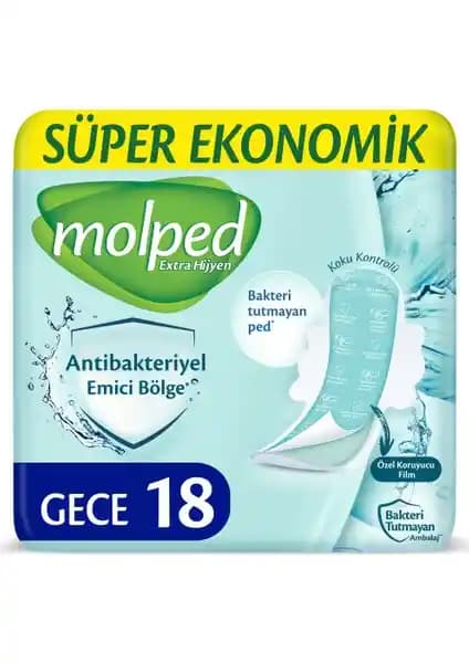Molped Extra Hijyen Hijyenik Ped Gece: Yüksek Emicilik ve Antibakteriyel Özelliklerle Güvenli Kullanım