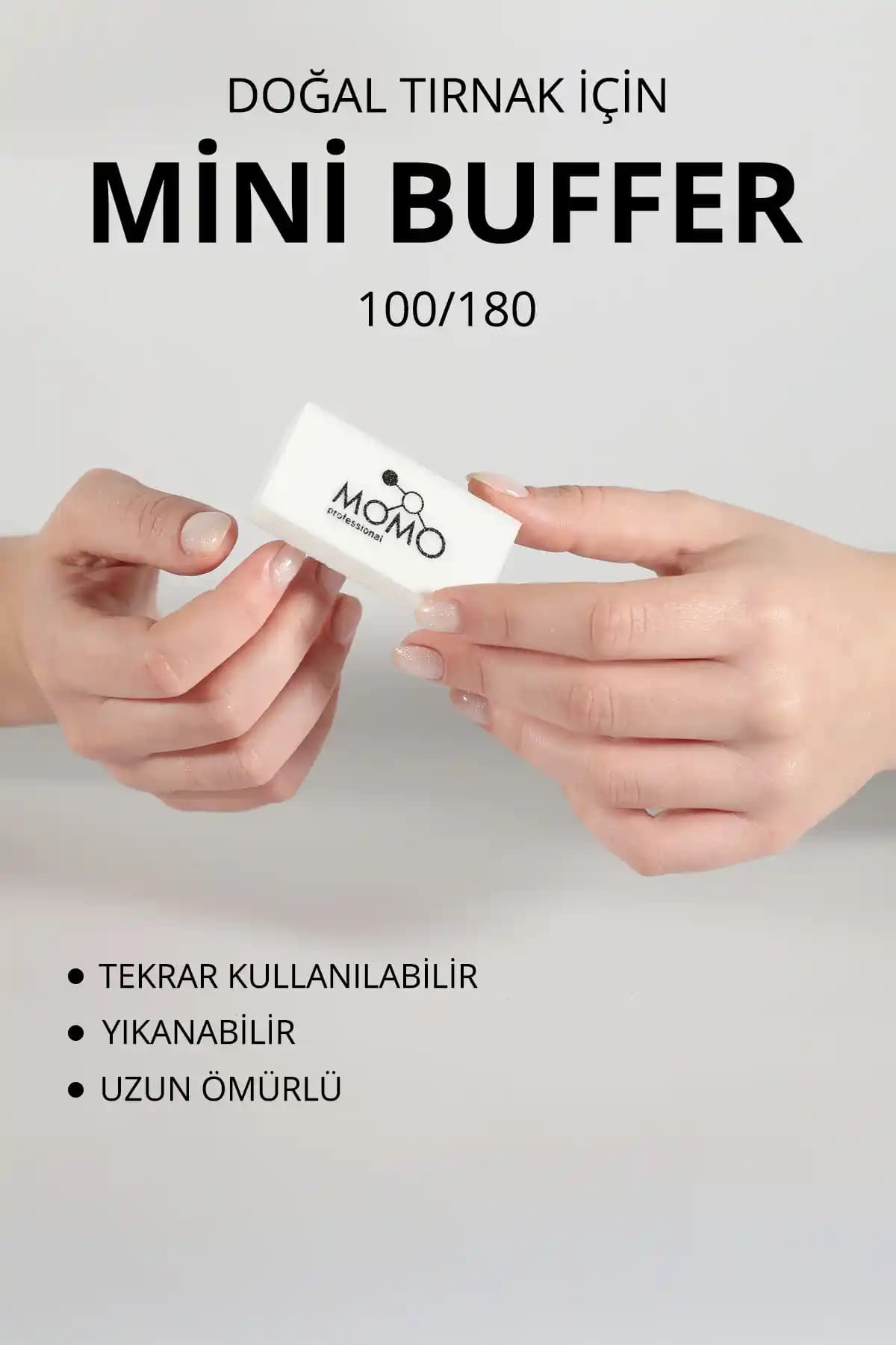 MOMO Profesyonel Mini Tırnak Üstü Törpü Buffer 100/180 Beyaz 6 Cm - Çok Yönlü Tırnak Bakım Aracı