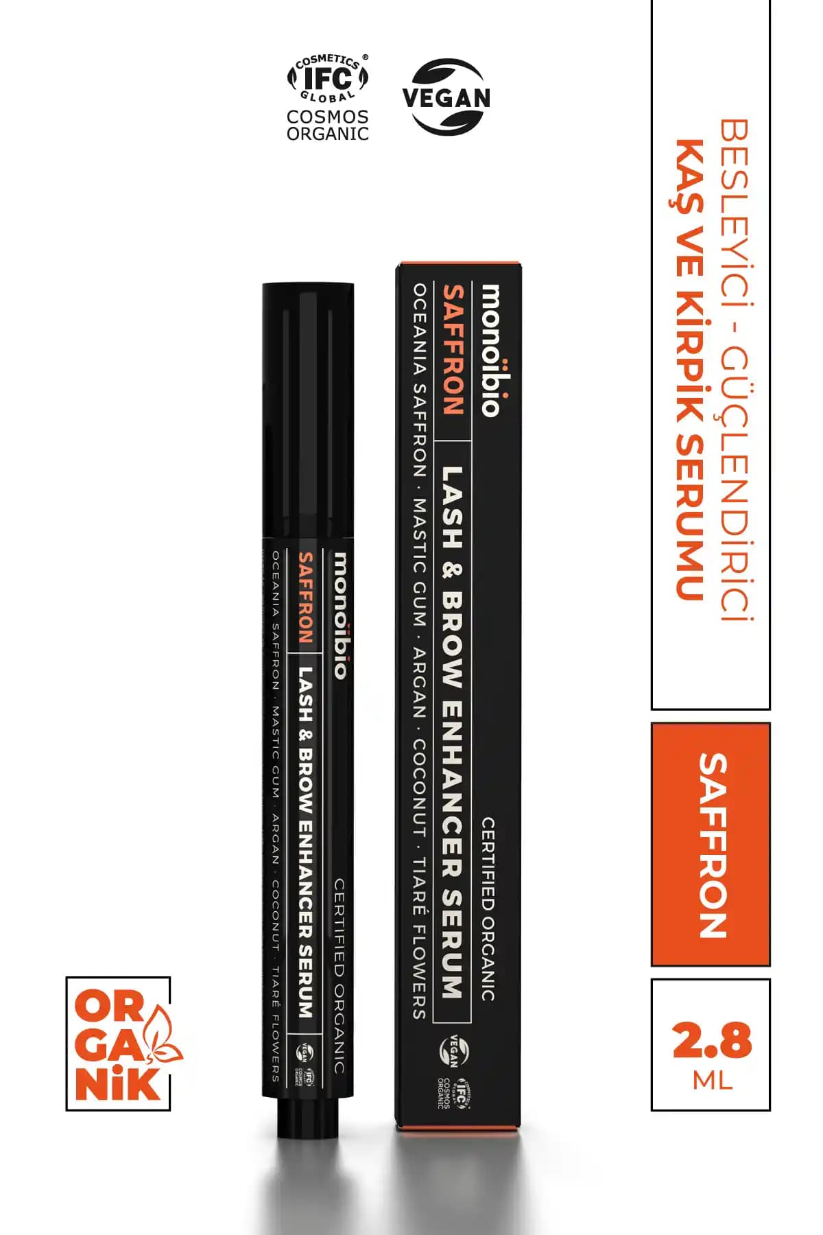 Monoibio Safran Güçlendirici Organik Kaş ve Kirpik Serumu: Doğal Güzellik İçin Etkili Bakım Çözümü