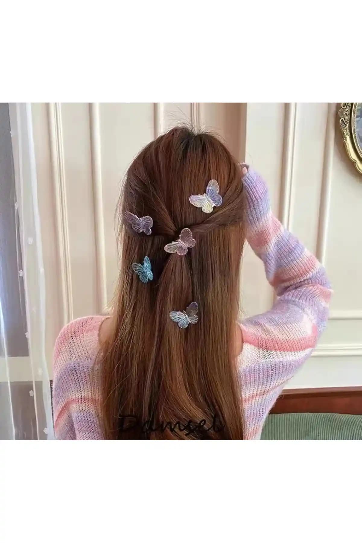 MutluBiDünya Parlak Kelebek Penç Tokalar Seti Günlük Kullanım İçin Şık ve Dayanıklı