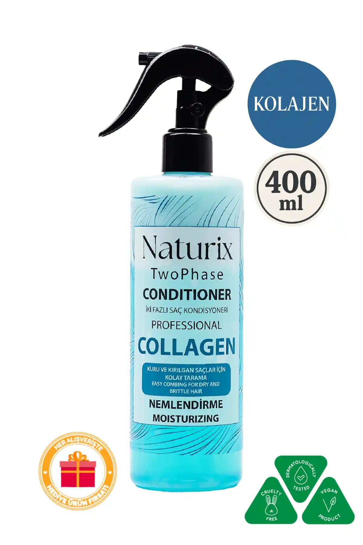 Naturix Collagen İki Fazlı Saç Bakım ve Fön Suyu: Yoğun Nem ve Elastikiyet Sağlayan Etkili Formül