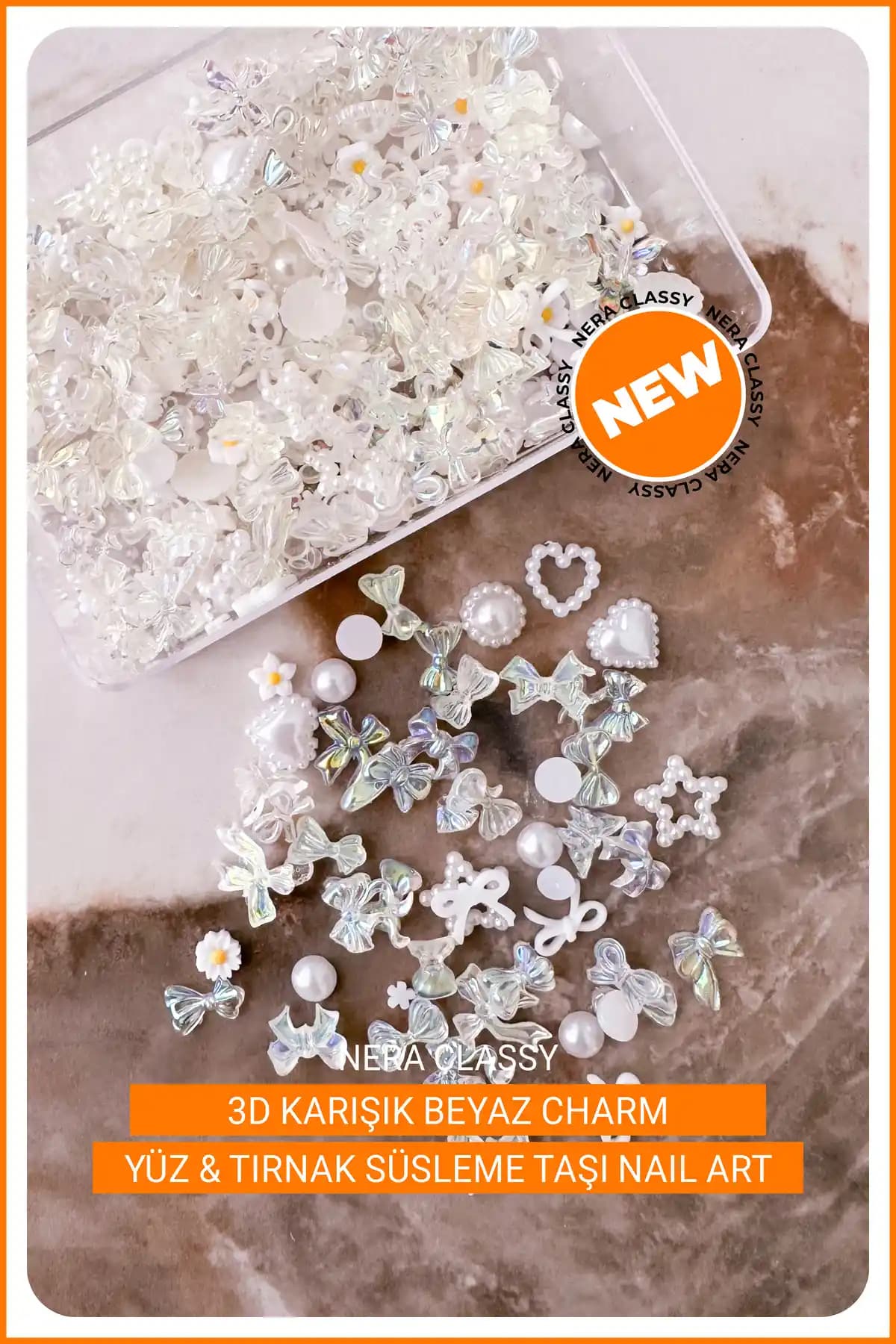 Nera Classy 3D Charm Tırnak Süsü: Renkli ve Çok Yönlü Estetik Nail Art Aksesuarı