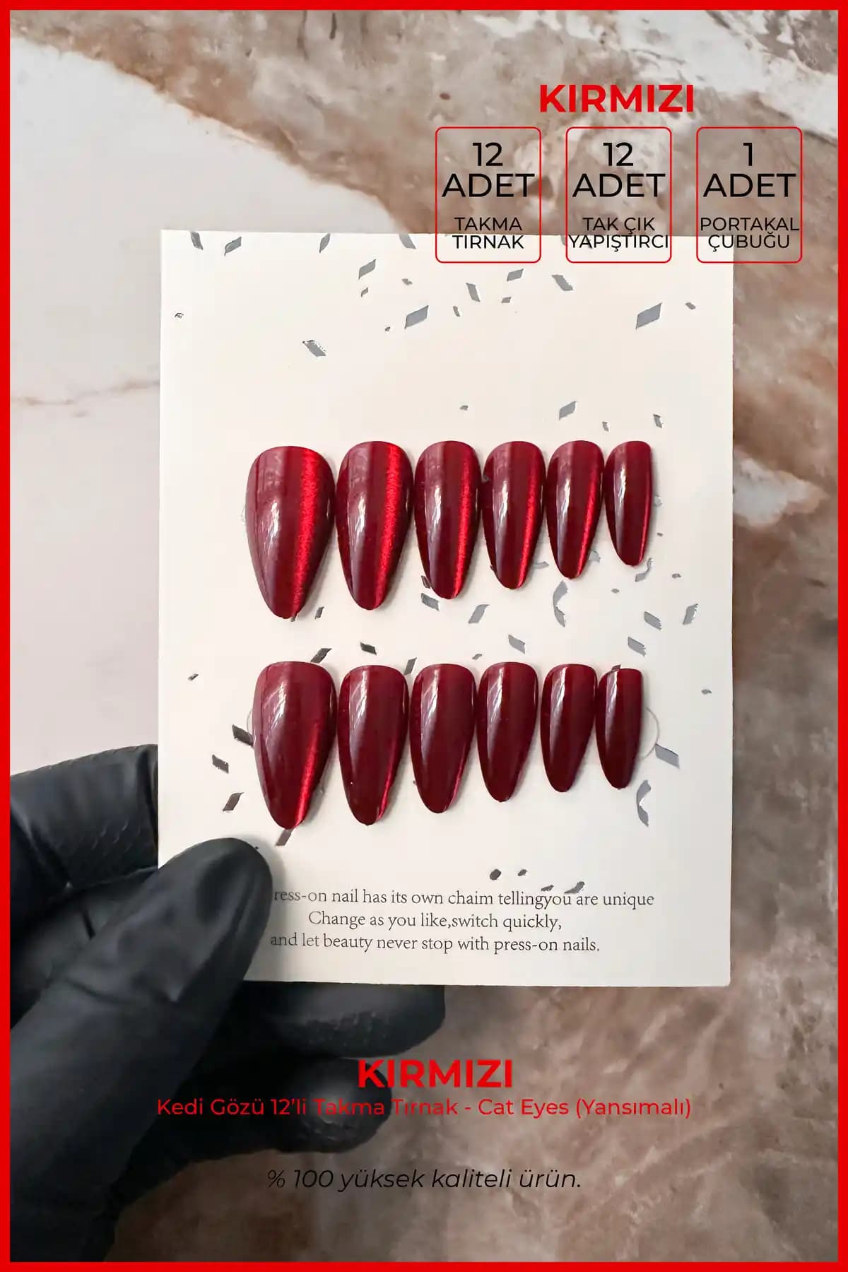 Nera Classy Kedi Gözü Takma Tırnak Seti 12'li Yansımalı ve Şık Tasarım