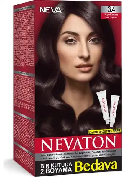 Nevaton Set Boya 3.4 Kalıcı ve Doğal Görünüm Sunan Krem Saç Boyası Ürünü