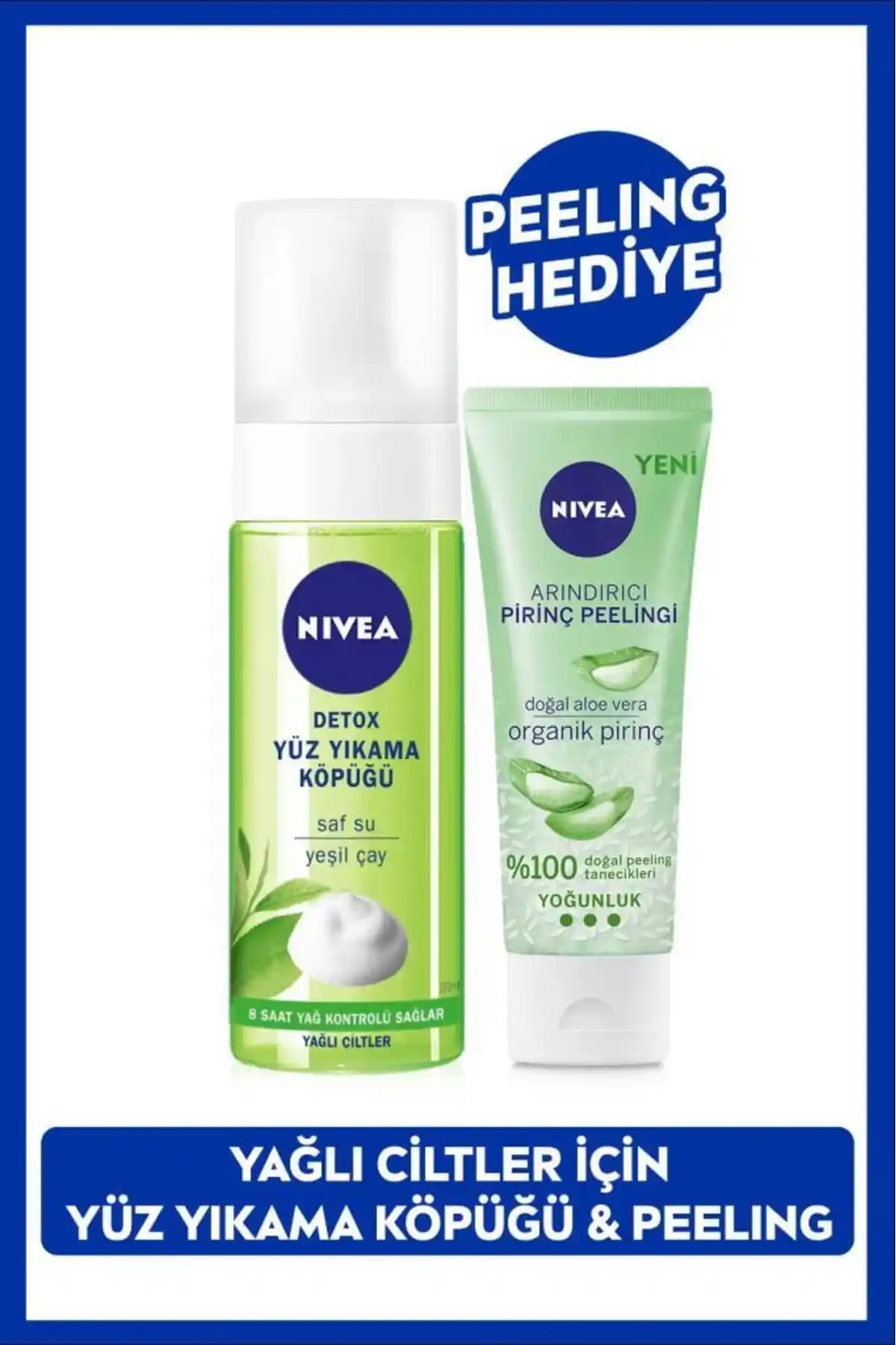 NIVEA Detox Yüz Yıkama Köpüğü ve Arındırıcı Pirinç Peeling ile Doğal Cilt Temizliği ve Yenilenme