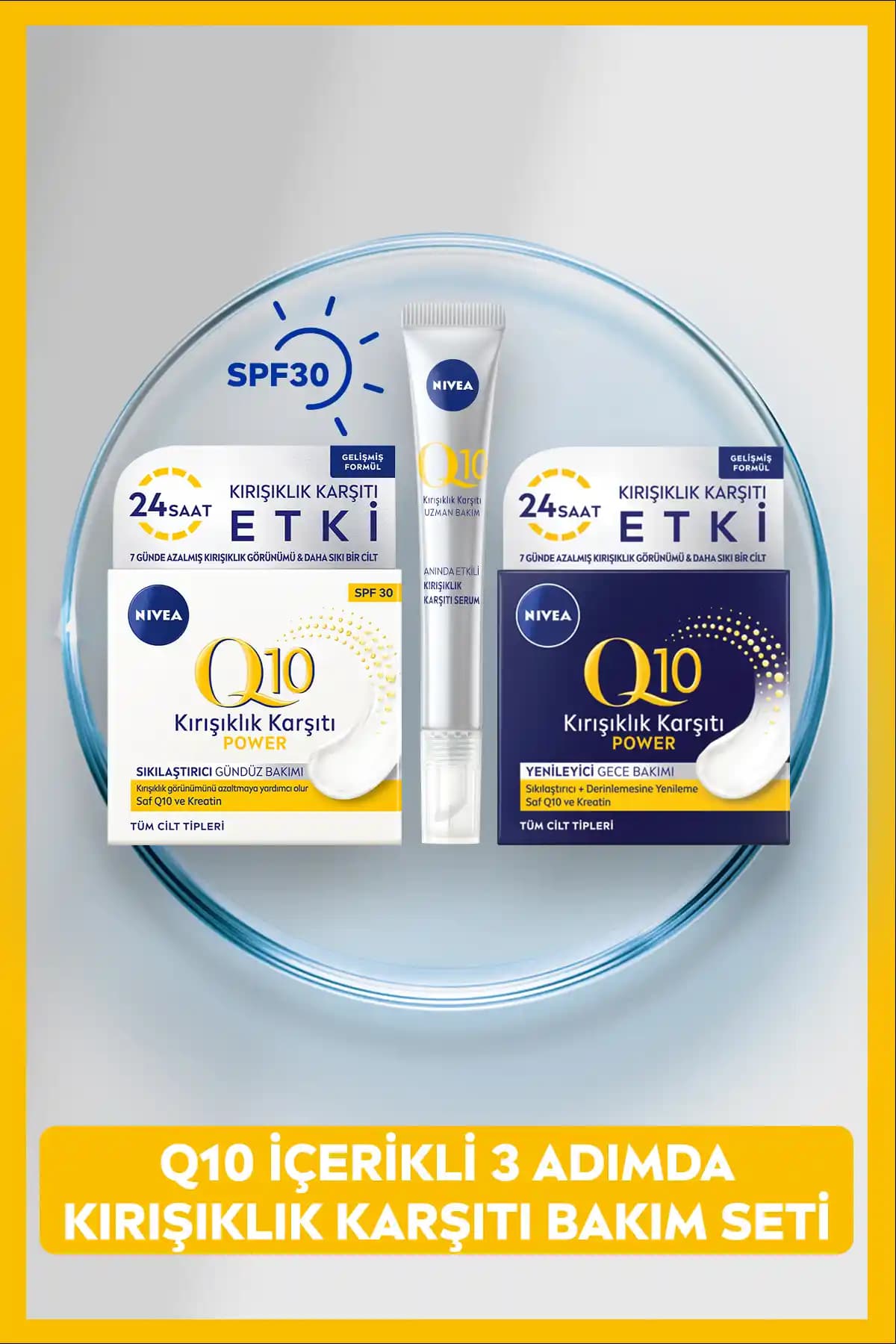 NIVEA Q10 Kırışıklık Karşıtı 3 Amlı Cilt Bakım Seti Gelişmiş Anti-Aging Çözümüdür