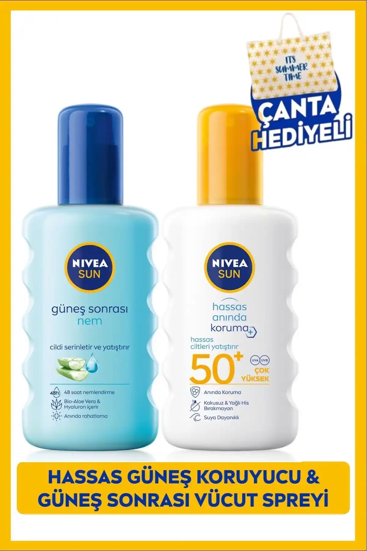 NIVEA Sun SPF50 Hassas Anında Güneş Koruyucu Sprey ve Güneş Sonrası Nemlendirici Özellikleri