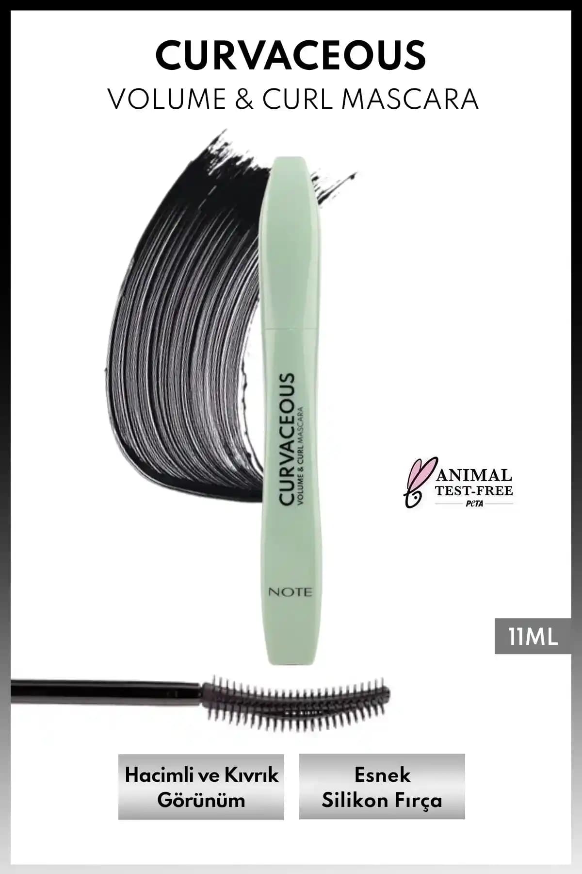 Note Cosmetics Curvaceous Hacim ve Kıvırma Etkili Maskara Siyah 75-90 karakter