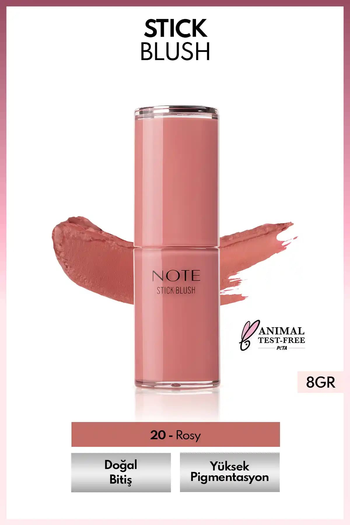 Note Cosmetics Stick Blush 20 Rosy Nemlendirici ve Doğal Görünüm Sağlayan Allık
