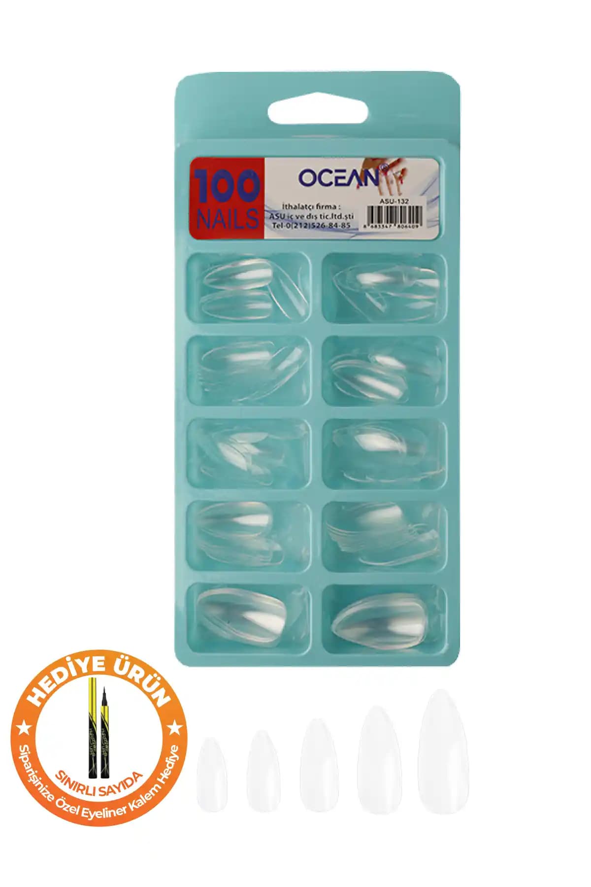 Ocean 132 100'lü Badem Protez Tırnak Seti Doğal Görünüm ve Uzun Dayanıklılık Sağlar