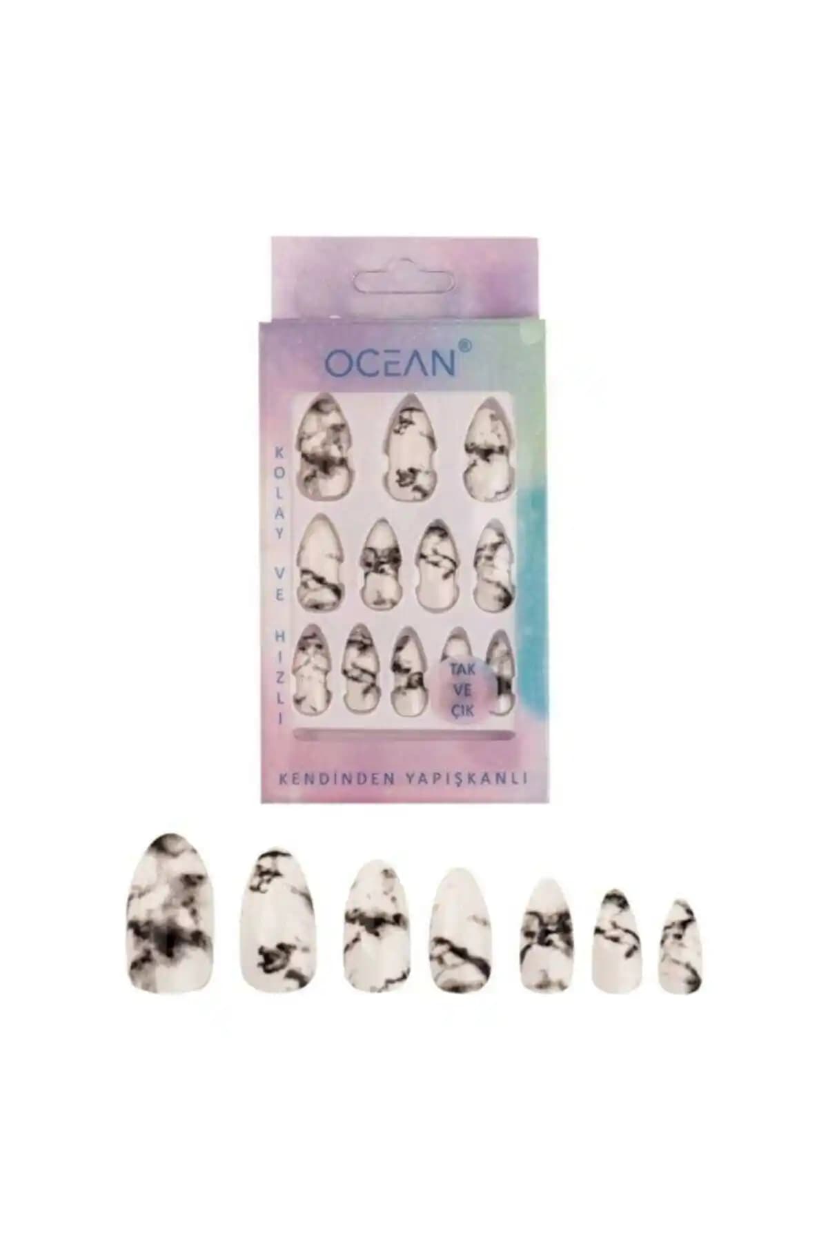 Ocean Badem Batik Desenli Ebruli Tak ve Çık Tırnak: Estetik ve Pratik Kullanım İçin Uygun