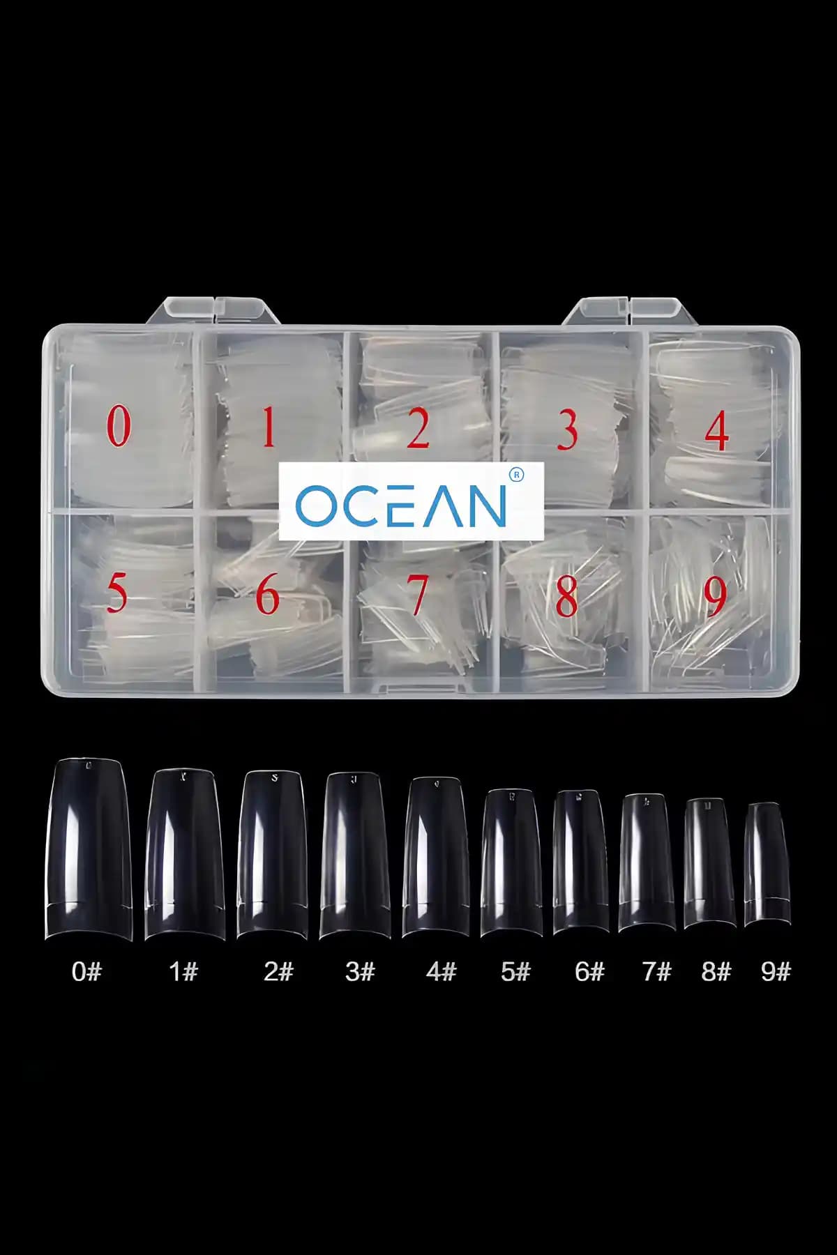 Ocean Yarım Ay Tips Tırnak Profesyonel Protez Çözümünüz 500 Adet Şeffaf ve Turuncu