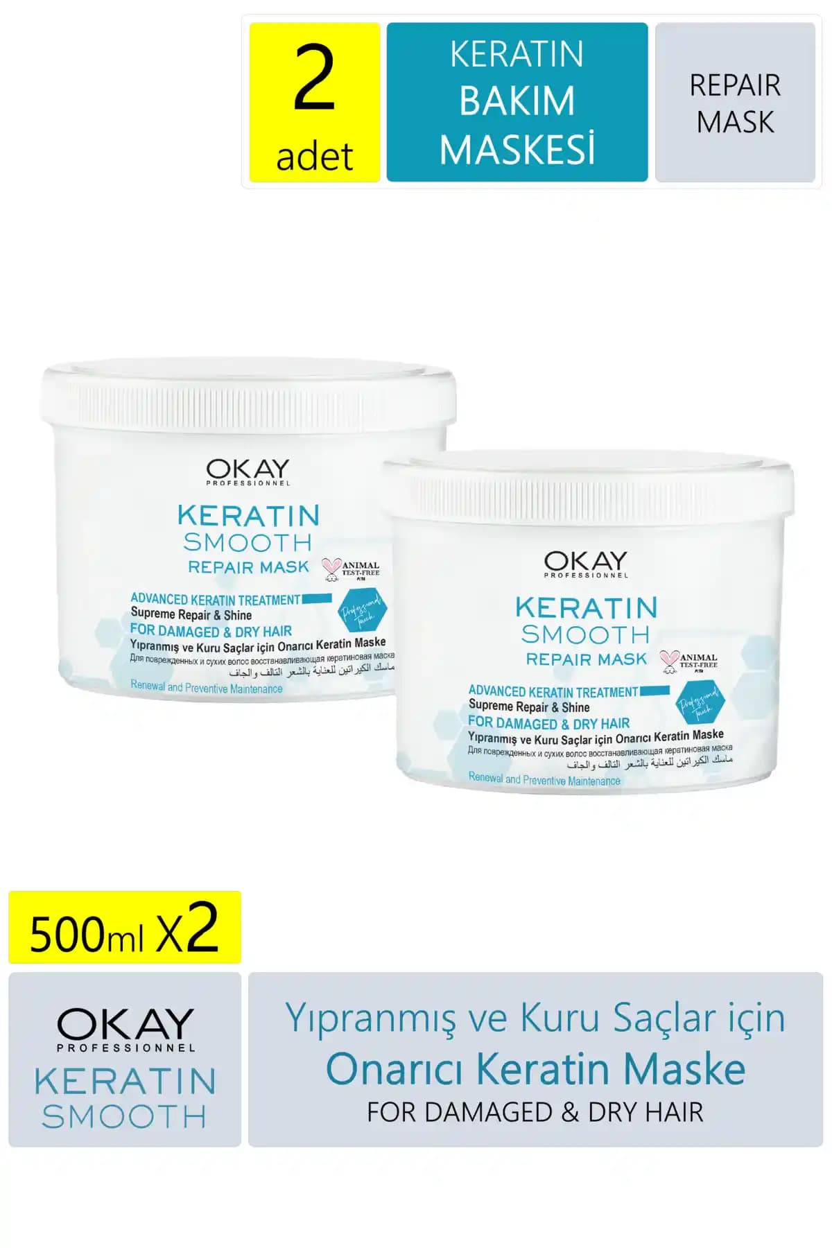 OKAYPROFESSIONNEL Keratin Smooth 2'li Maske ile Saçlarınızda Güç ve Parlaklık Artışı