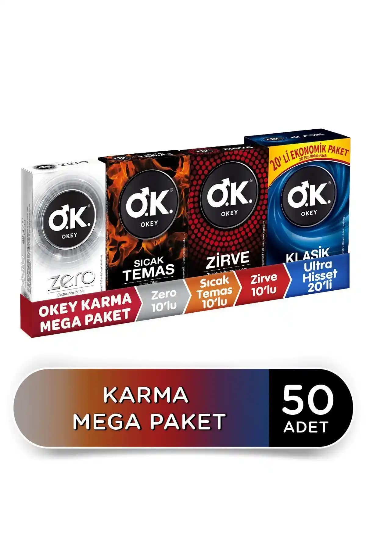 Okey Karma Prezervatif 50'li Güvenli ve Konforlu Cinsel Sağlık Ürünü