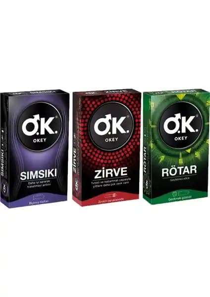 Okey Prezervatif Karışık 3'lü Set: Güvenlik ve Konfor Sunan Çeşitli Seçenekler