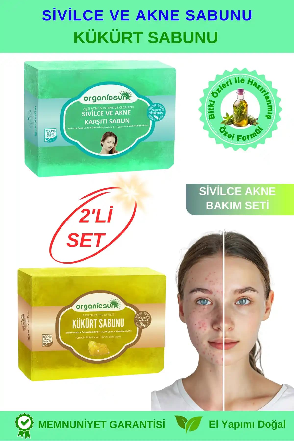 Organicsun Doğal Kükürt ve Sivilce Karşıtı Sabun Seti ile Sağlıklı Cilt Bakımı