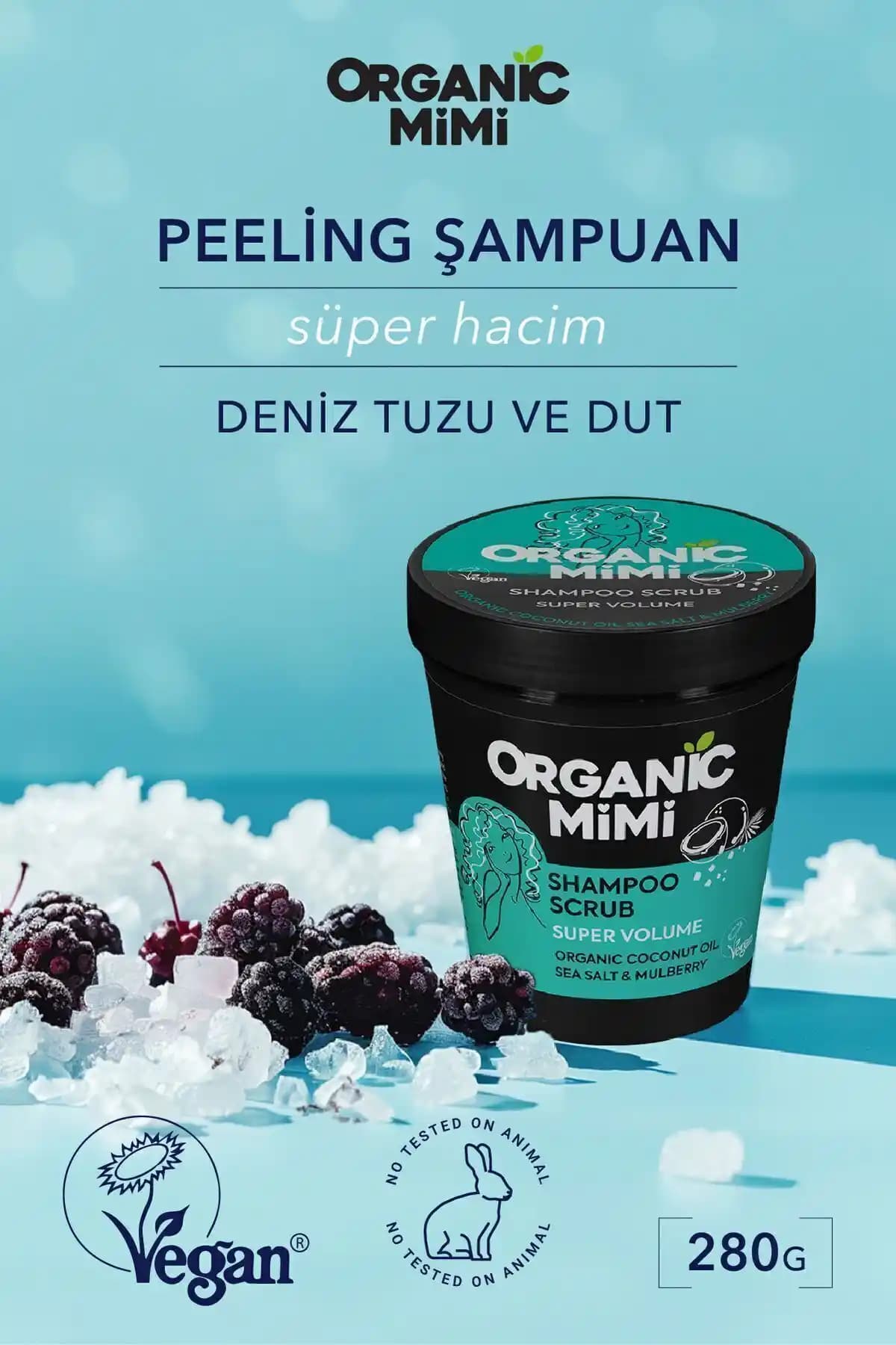 Organik MİMİ Süper Hacim Deniz Tuzu ve Dut Peeling Şampuanı ile Saçlarınızda Doğal Güç ve Hacim