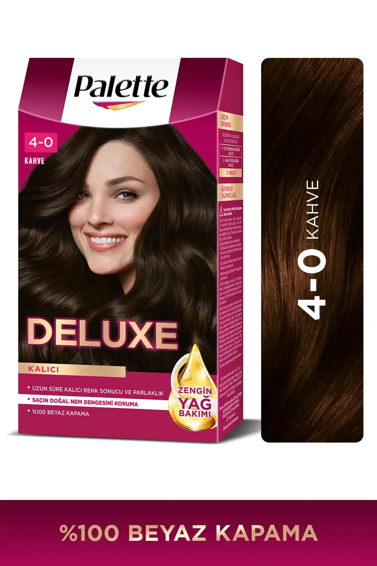 Palette Deluxe 4-0 Kahve Zengin Yağ Bakımı Kit ile Kalıcı ve Parlak Saç Renkleri