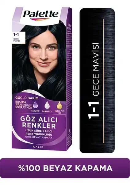 Palette Göz Alıcı Renkler 1-1 Gece Mavisi Saç Boyası: Canlı ve Kalıcı Mavi Tonlar İçin Uygun Çözüm