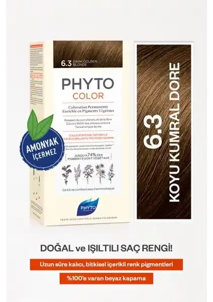 Phyto Color 6.3 Koyu Kumral Dore Doğal ve Kalıcı Saç Boyası Alerjisi Olmayan Güvenli Formül