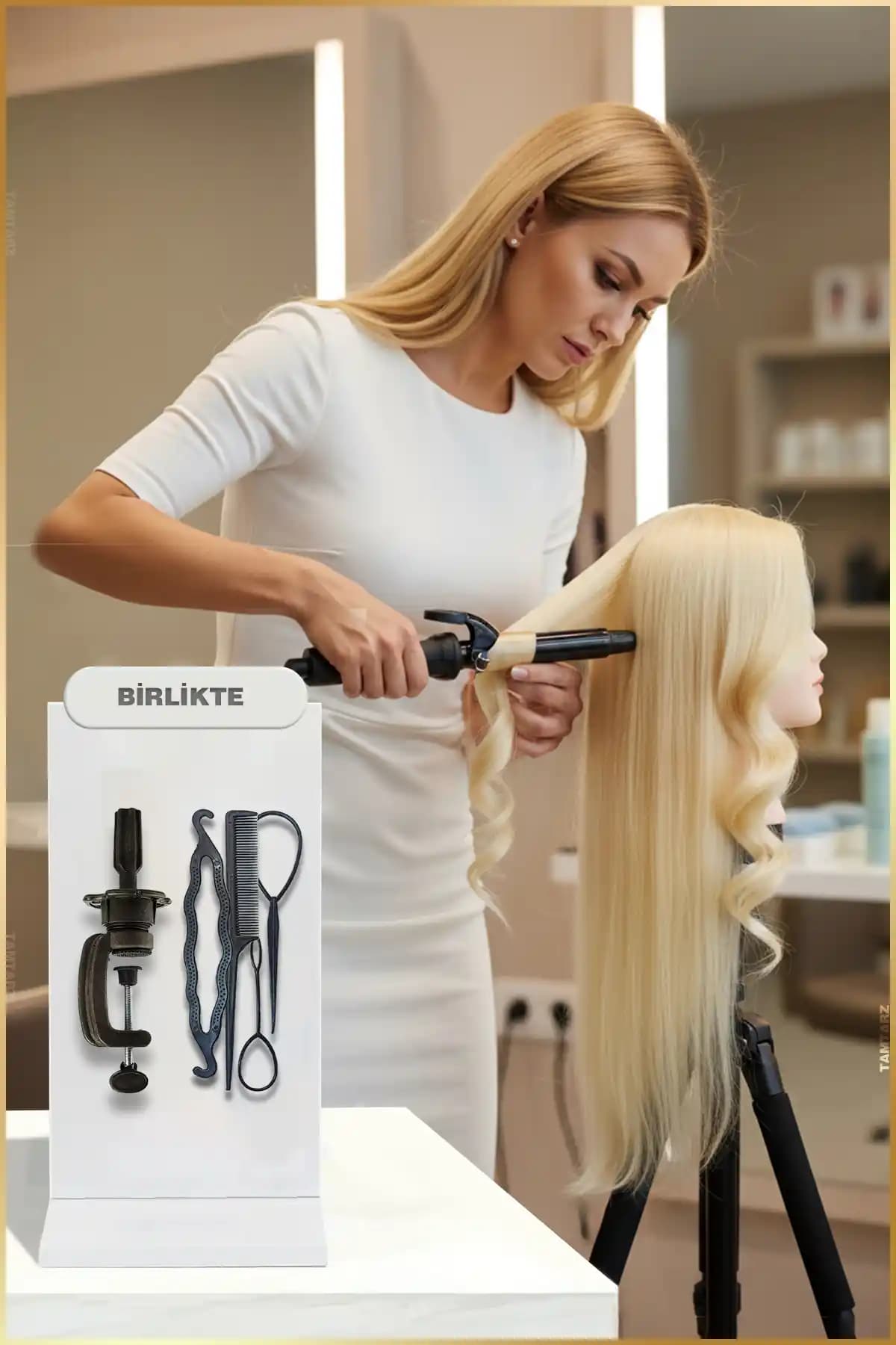 Platin Renk Kuaför Eğitimi Mankeni: Dayanıklı ve Estetik Profesyonel Saç Deneme Aracı