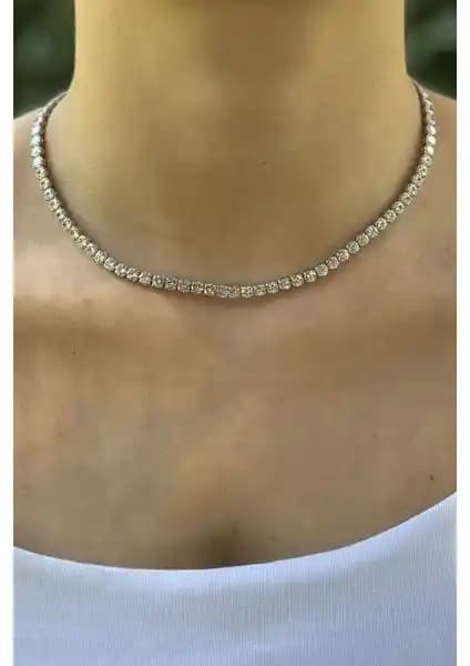 Ressia Kadın Gümüş Rengi Su Yolu Zirkon Kolye - Şıklık ve Dayanıklılık Bir Arada