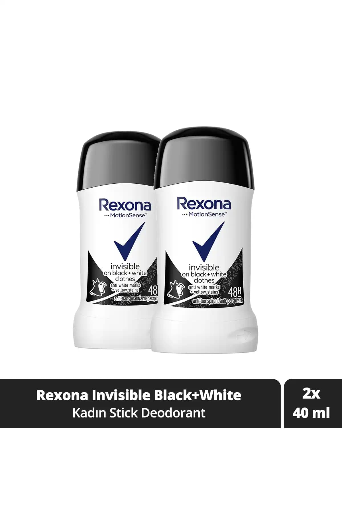 Rexona Kadın Stick Deodorant İnvisible Black White 40 ml Çift Paket Güvenilir Günlük Koruma