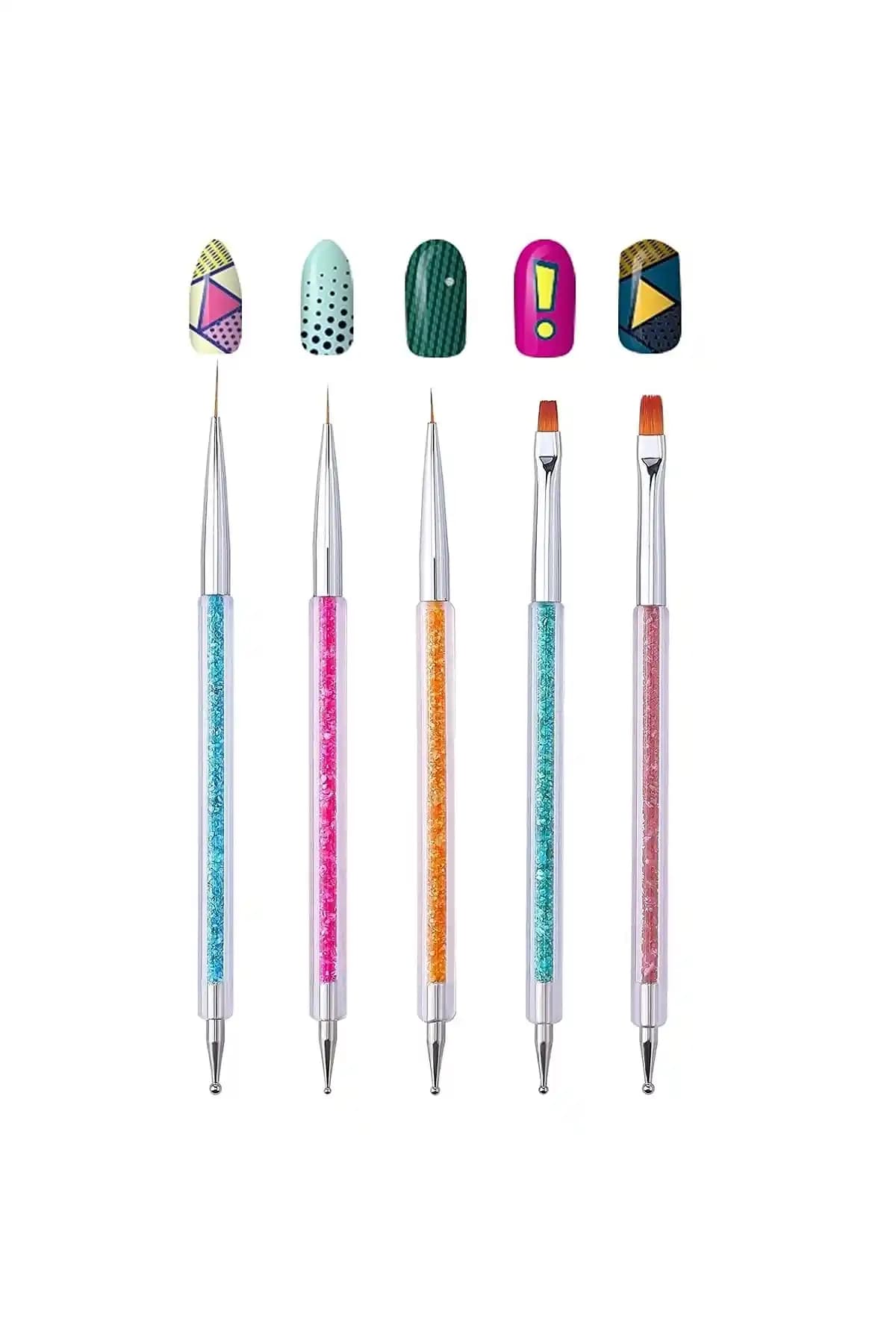 ROSALIND Nail Art Fırça Seti: Profesyonel ve Pratik Kullanım İçin Tasarlanmış 5 Parçalık Set