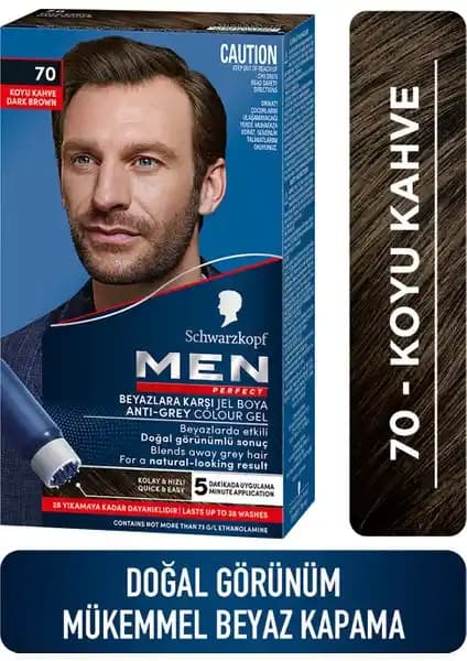 Schwarzkopf Men Perfect Beyazlara Karşı Jel Boya Koyu Kahve 70 Doğal ve Kalıcı Sonuçlar