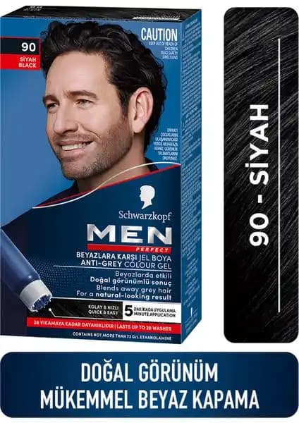 Schwarzkopf Men Perfect Jel Boya 90 Siyah Erkekler İçin Hızlı ve Kalıcı Saç Boyama Çözümü