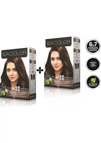 Sea Color 6.7 Çikolata Kahve Saç Boyası Seti Doğal ve Kalıcı Renk Sağlayan Kolay Uygulama