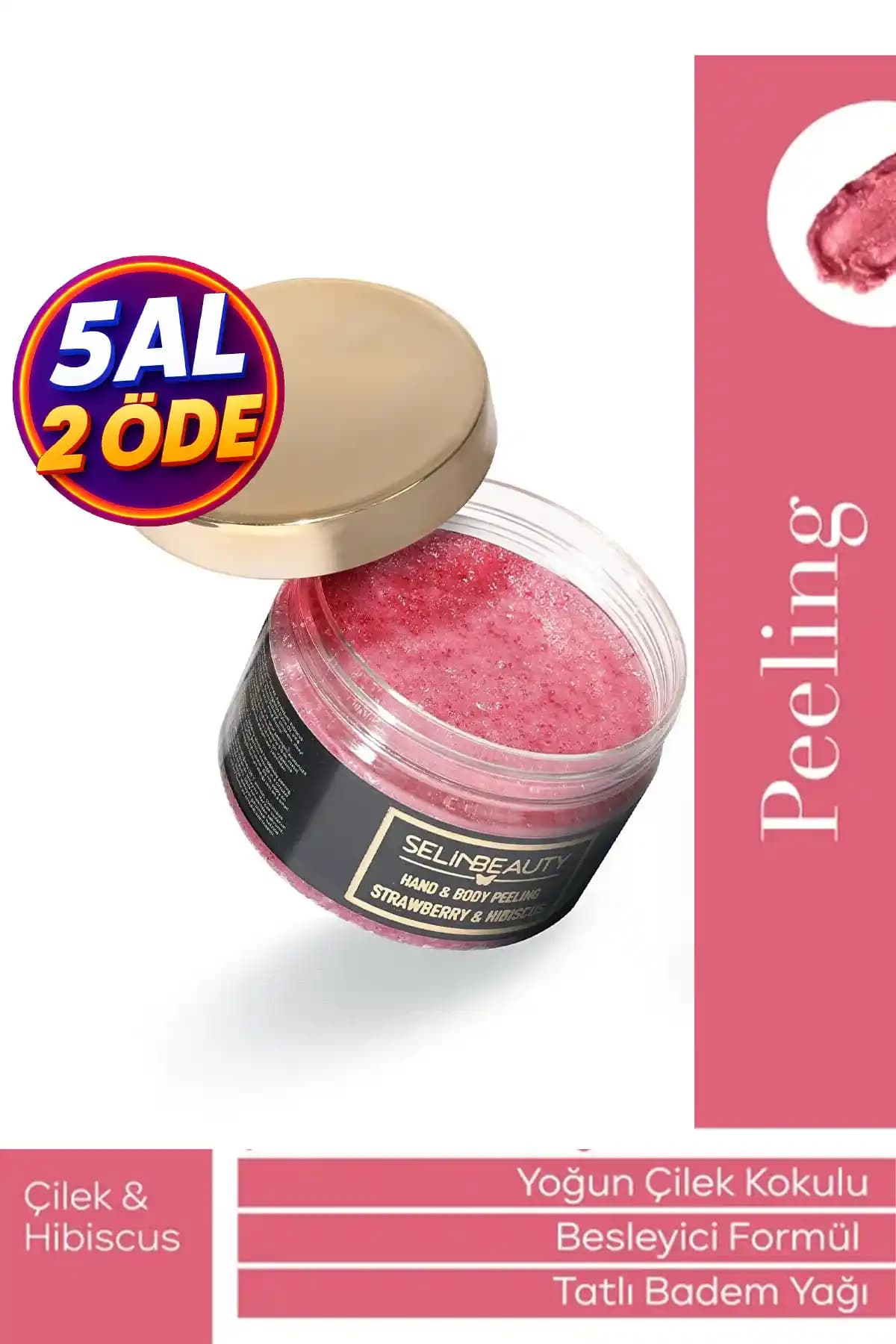 SelinBeauty Çilek ve Hibiscus İçerikli El ve Vücut Peelingi Doğal Cilt Bakımı Ürünü